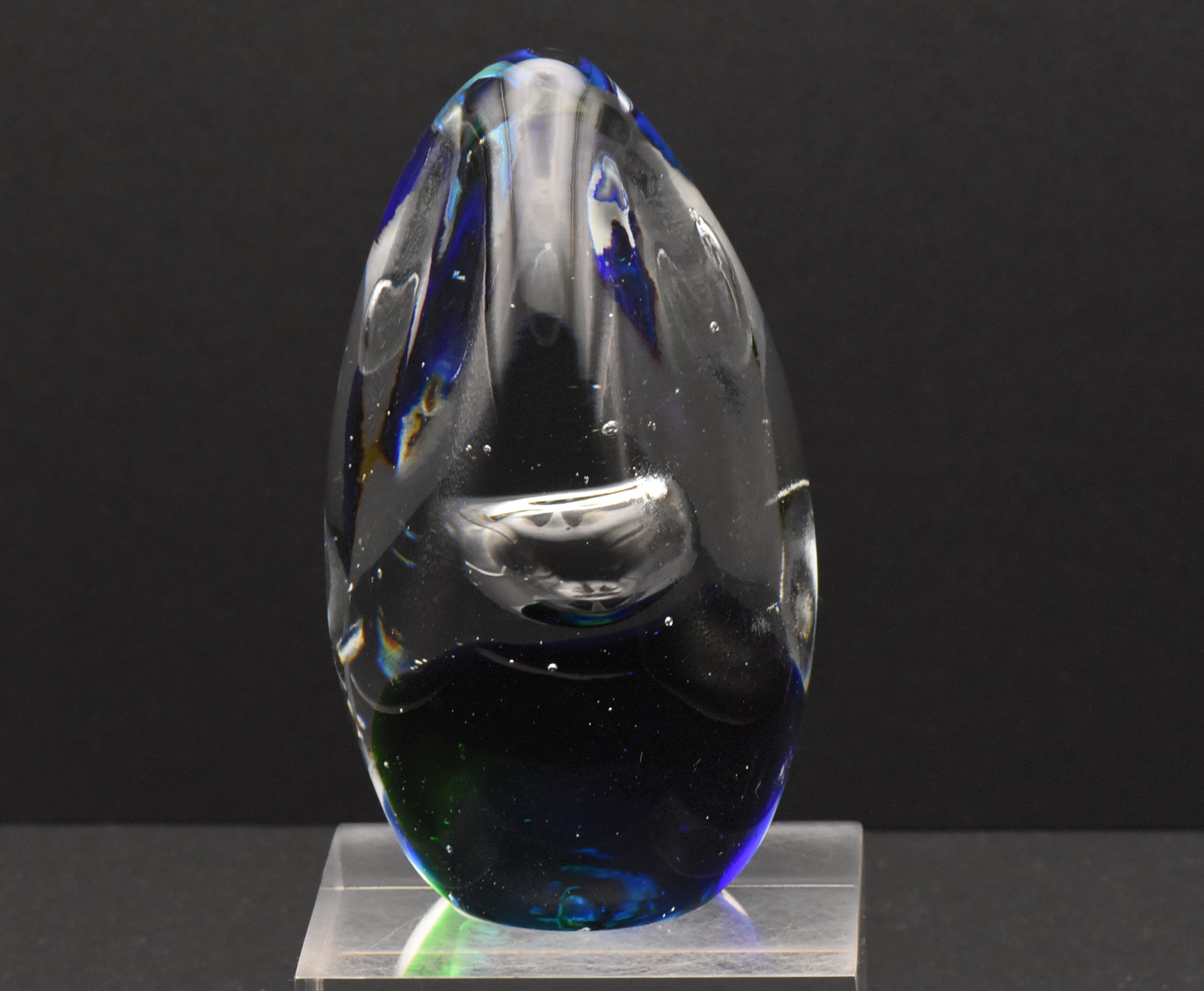 Vintage Controlled Bubble Ovoid Glass Paperweight - 1lb+