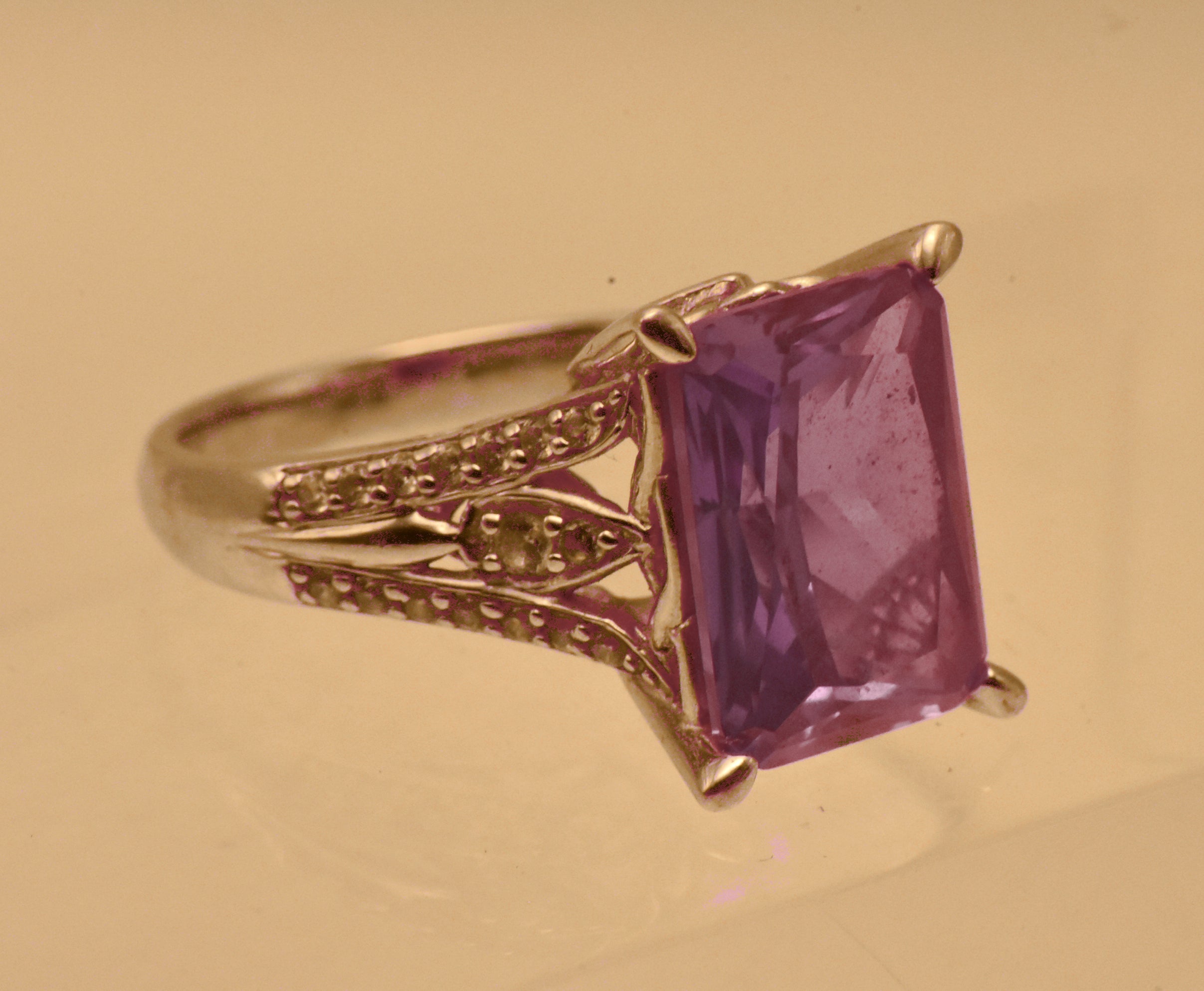 Vintage Sterling Silver Synthetic Color Change Sapphire Ring - Size 9