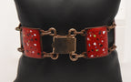 Vintage Copper and Speckled Red Enamel Link Bracelet - 6.5"