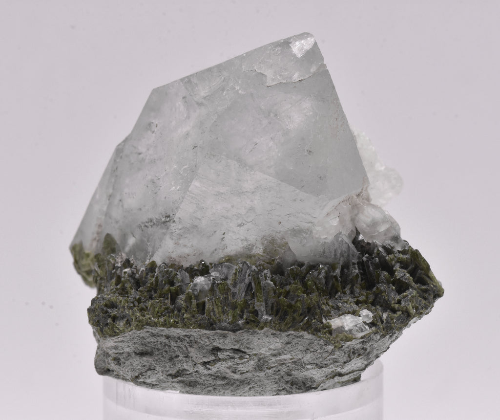 Quartz Crystal Point on Epidote Mineral Specimen - Pakistan