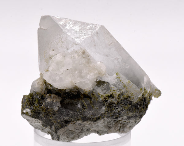 Quartz Crystal Point on Epidote Mineral Specimen - Pakistan