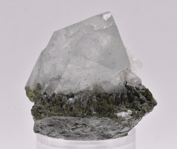 Quartz Crystal Point on Epidote Mineral Specimen - Pakistan