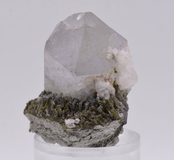 Quartz Crystal Point on Epidote Mineral Specimen - Pakistan