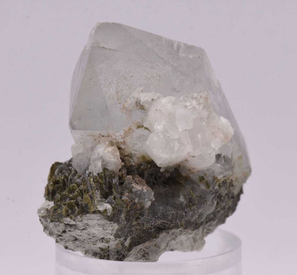 Quartz Crystal Point on Epidote Mineral Specimen - Pakistan
