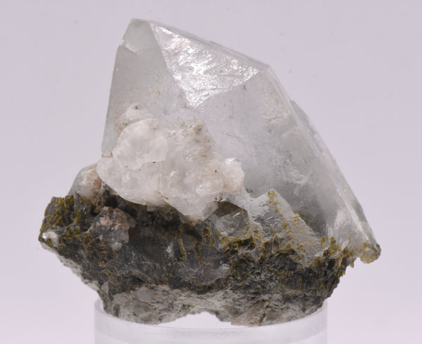 Quartz Crystal Point on Epidote Mineral Specimen - Pakistan