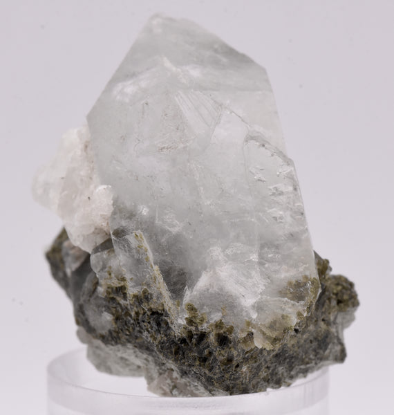 Quartz Crystal Point on Epidote Mineral Specimen - Pakistan