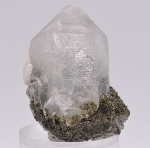 Quartz Crystal Point on Epidote Mineral Specimen - Pakistan