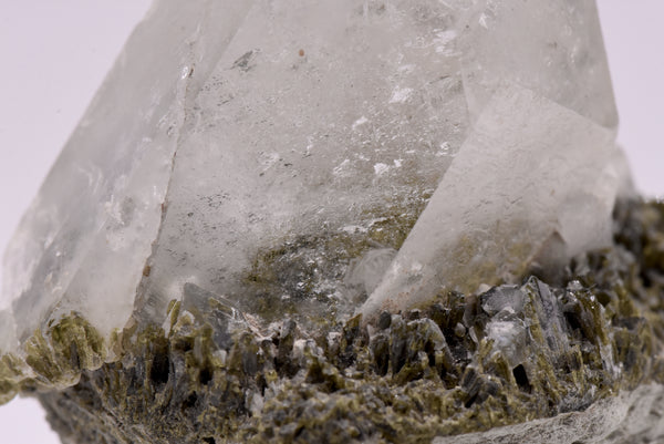 Quartz Crystal Point on Epidote Mineral Specimen - Pakistan