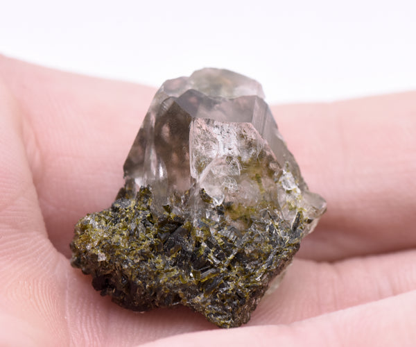 Epidote Quartz Crystal Point Mineral Specimen - Pakistan