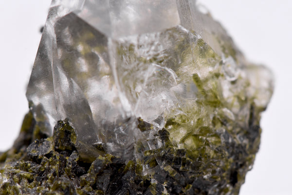 Epidote Quartz Crystal Point Mineral Specimen - Pakistan