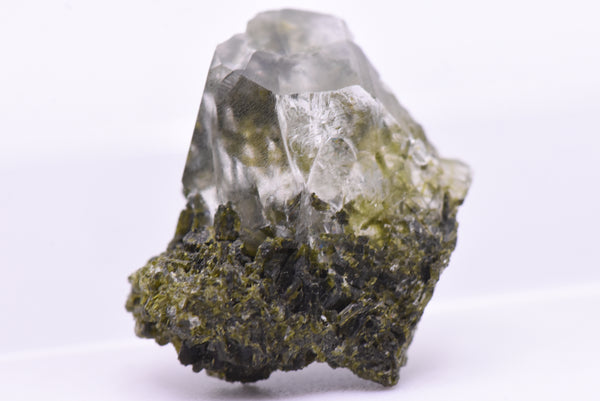 Epidote Quartz Crystal Point Mineral Specimen - Pakistan