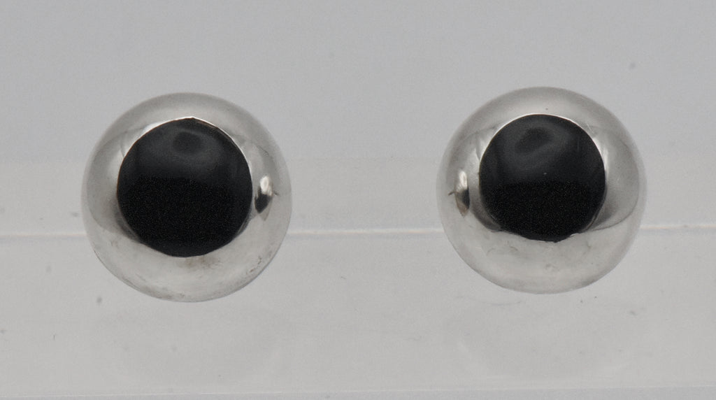 Vintage Handmade Sterling Silver and Black Onyx Stud Earrings