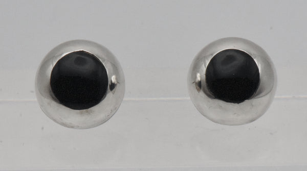 Vintage Handmade Sterling Silver and Black Onyx Stud Earrings