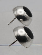 Vintage Handmade Sterling Silver and Black Onyx Stud Earrings