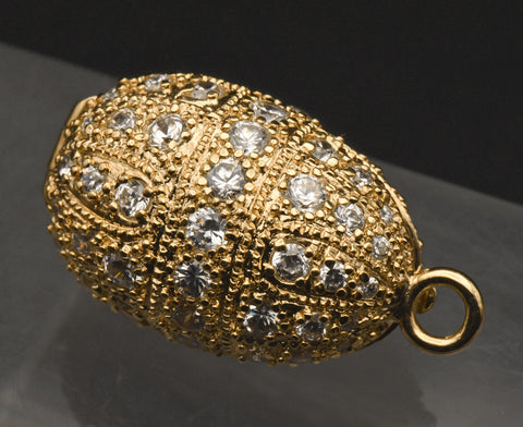 Ross-Simons - Gold Tone Sterling Silver and Cubic Zirconia Faberge Style Egg Locket Pendant