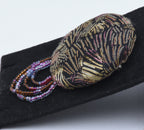 Vintage Patchwork Fabric Brooch with Dangle Beads