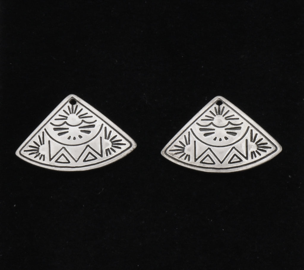 Vintage Silver Southwestern Style Fan Shape Dangles