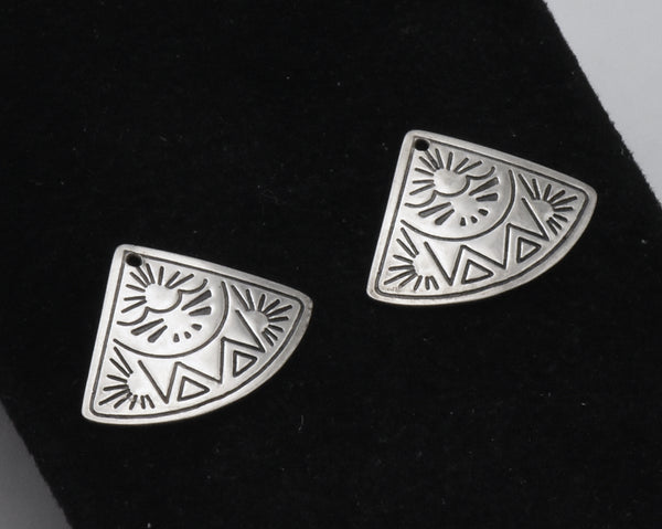 Vintage Silver Southwestern Style Fan Shape Dangles