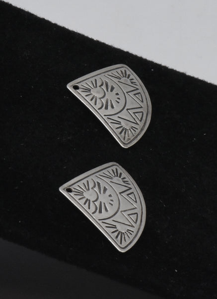 Vintage Silver Southwestern Style Fan Shape Dangles