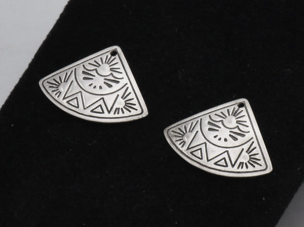 Vintage Silver Southwestern Style Fan Shape Dangles