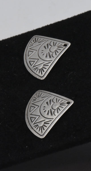 Vintage Silver Southwestern Style Fan Shape Dangles