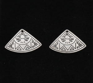 Vintage Silver Southwestern Style Fan Shape Dangles