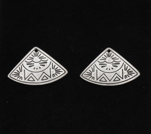 Vintage Silver Southwestern Style Fan Shape Dangles