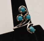 Vintage Sterling Silver Finger Ring with Faux Turquoise - Size 9