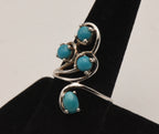 Vintage Sterling Silver Finger Ring with Faux Turquoise - Size 9