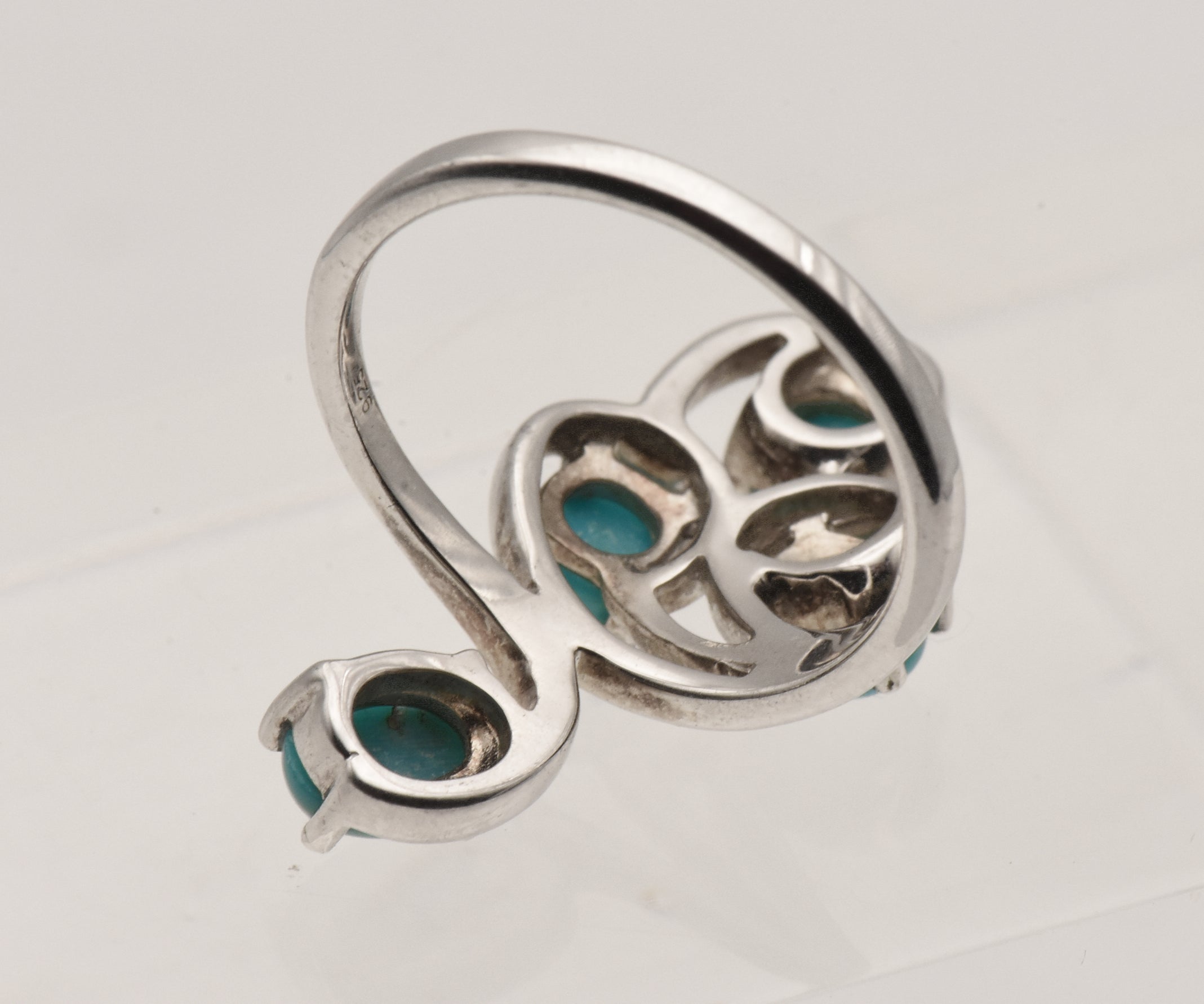 Vintage Sterling Silver Finger Ring with Faux Turquoise - Size 9