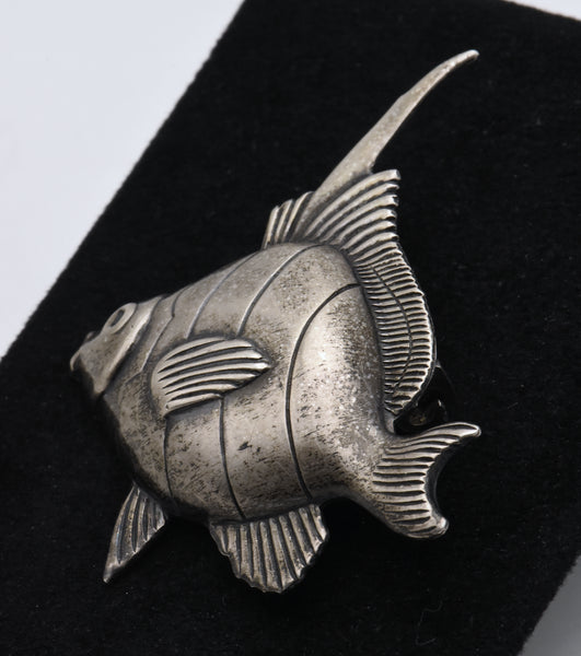 Vintage Sterling Silver Fish Brooch