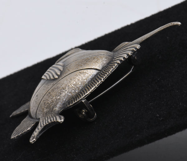 Vintage Sterling Silver Fish Brooch