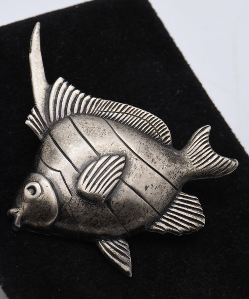 Vintage Sterling Silver Fish Brooch