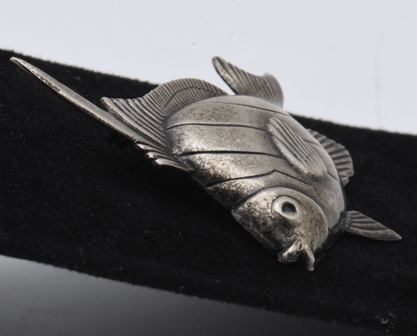 Vintage Sterling Silver Fish Brooch