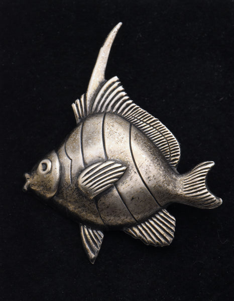 Vintage Sterling Silver Fish Brooch