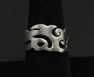 Vintage Sterling Silver Abstract Pierced Design Band - Size 7.75