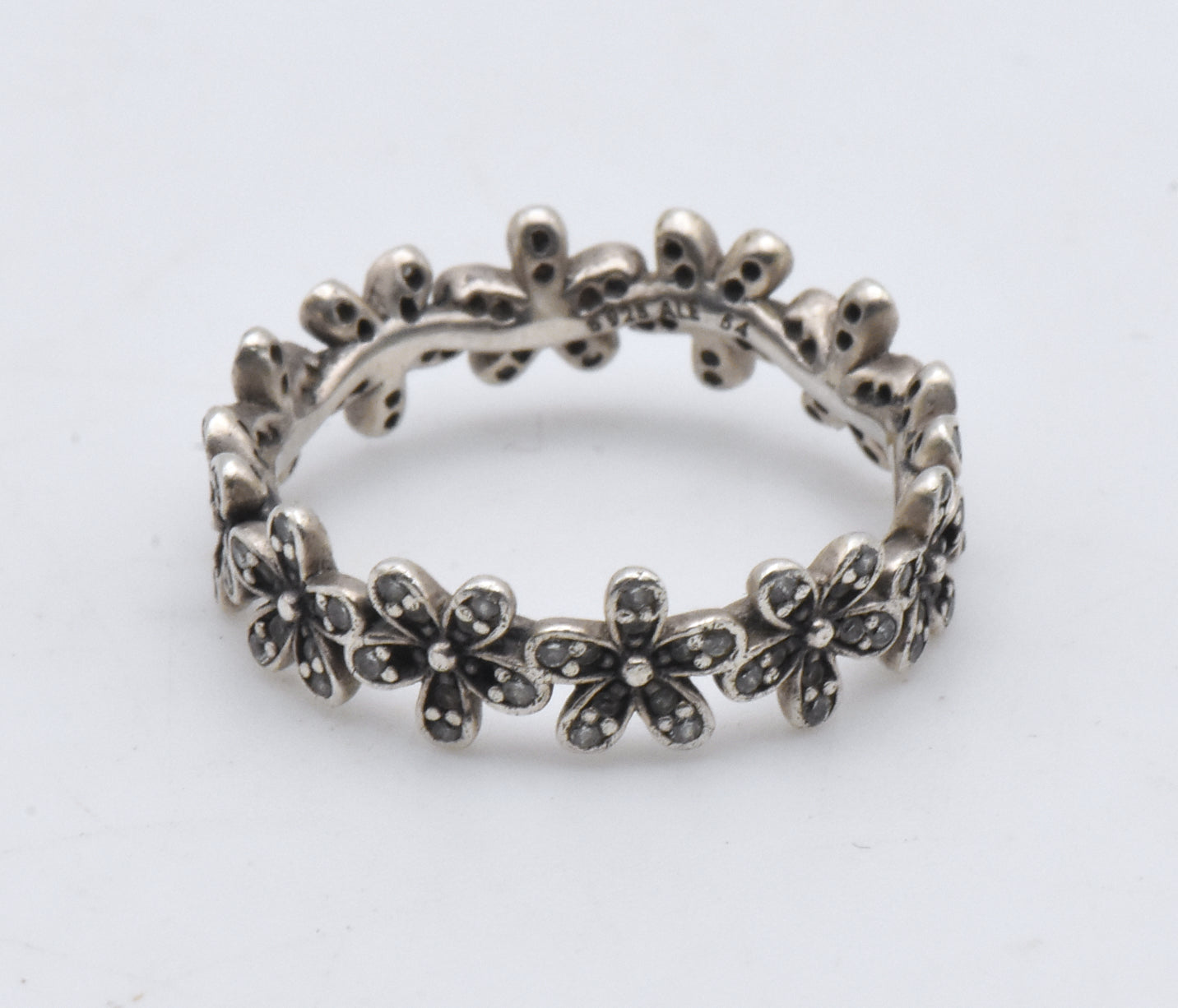 Pandora - Vintage Sterling Silver Flower Band - Size 7