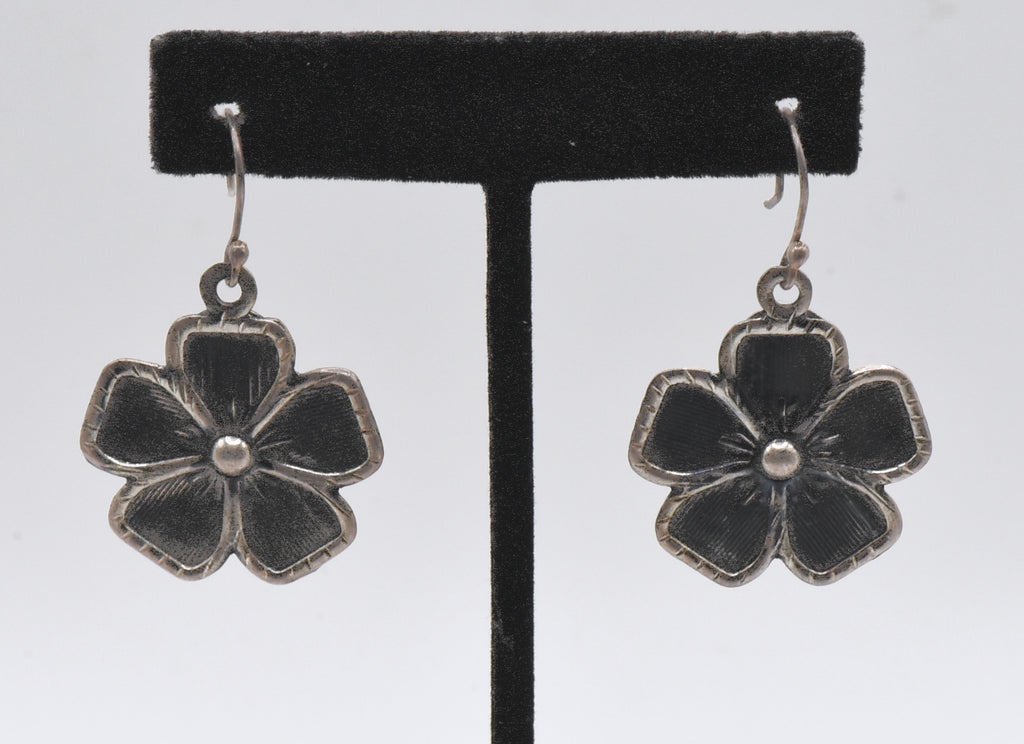 Vintage Sterling Silver Flower Dangle Earrings