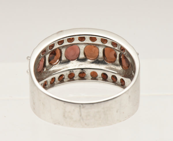 Vintage Sterling Silver Red Garnet Ring - Size 8.75