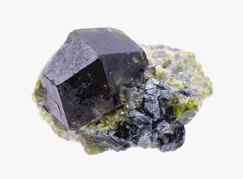 Andradite Garnet on Epidote Crystals Mineral Specimen - Afghanistan