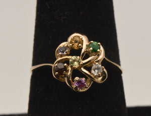 Vintage 10k Yellow Gold Colorful Multi-Gem Ring - Size 8