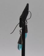 Vintage Blue Glass Sterling Silver Dangle Earrings