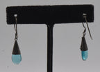 Vintage Blue Glass Sterling Silver Dangle Earrings