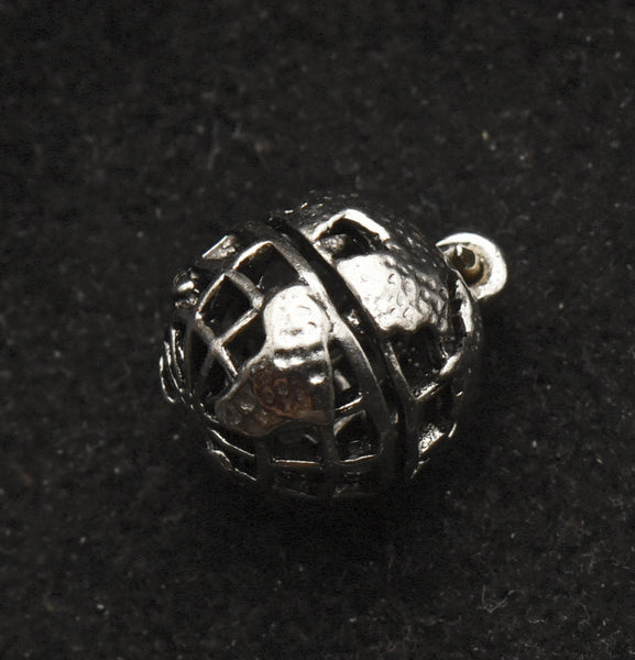 Vintage Sterling Silver Globe Charm