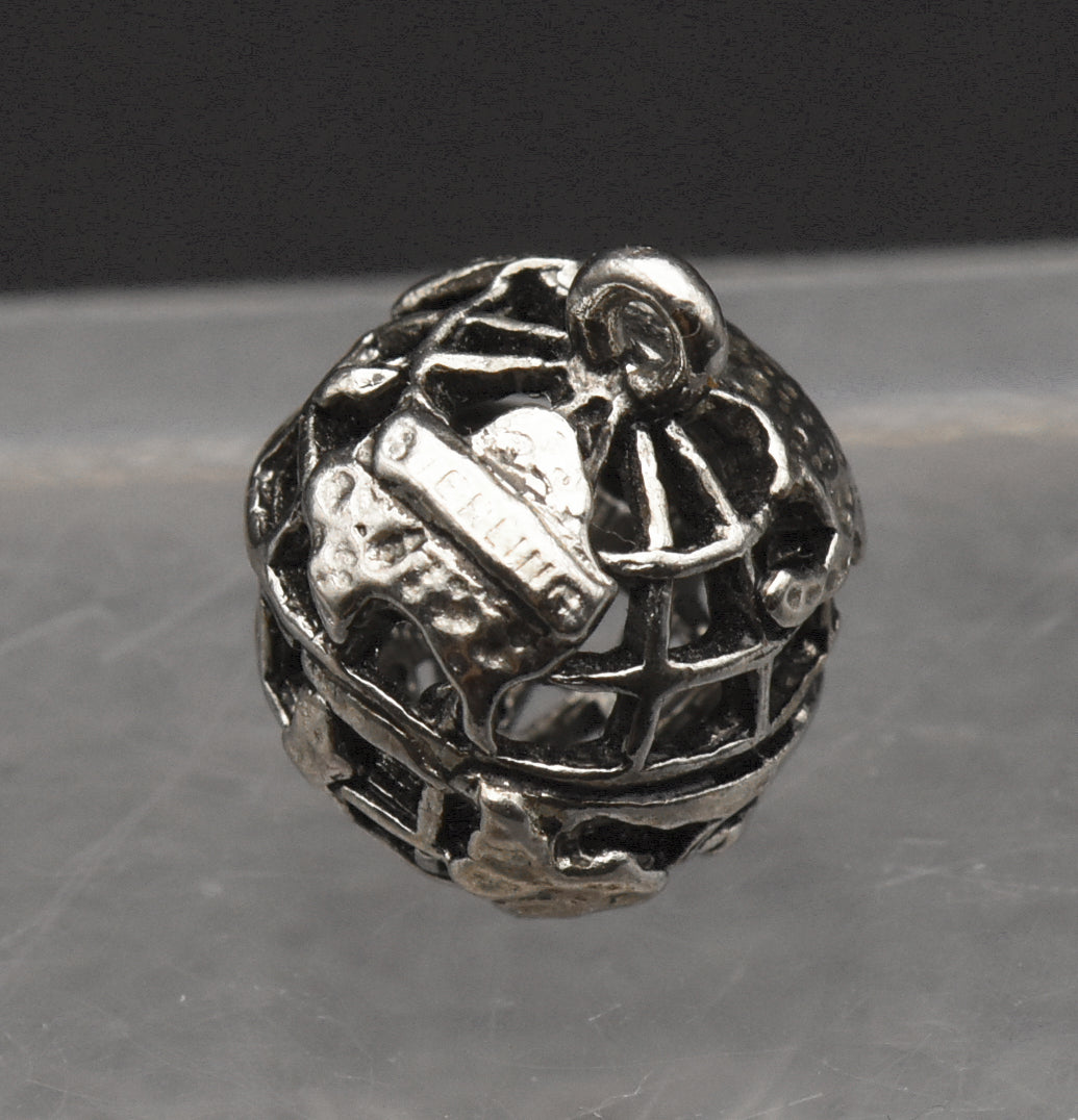 Vintage Sterling Silver Globe Charm