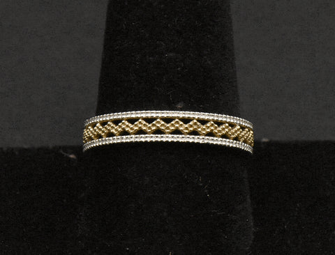 Vintage Dual Tone Sterling Silver Band - Size 10