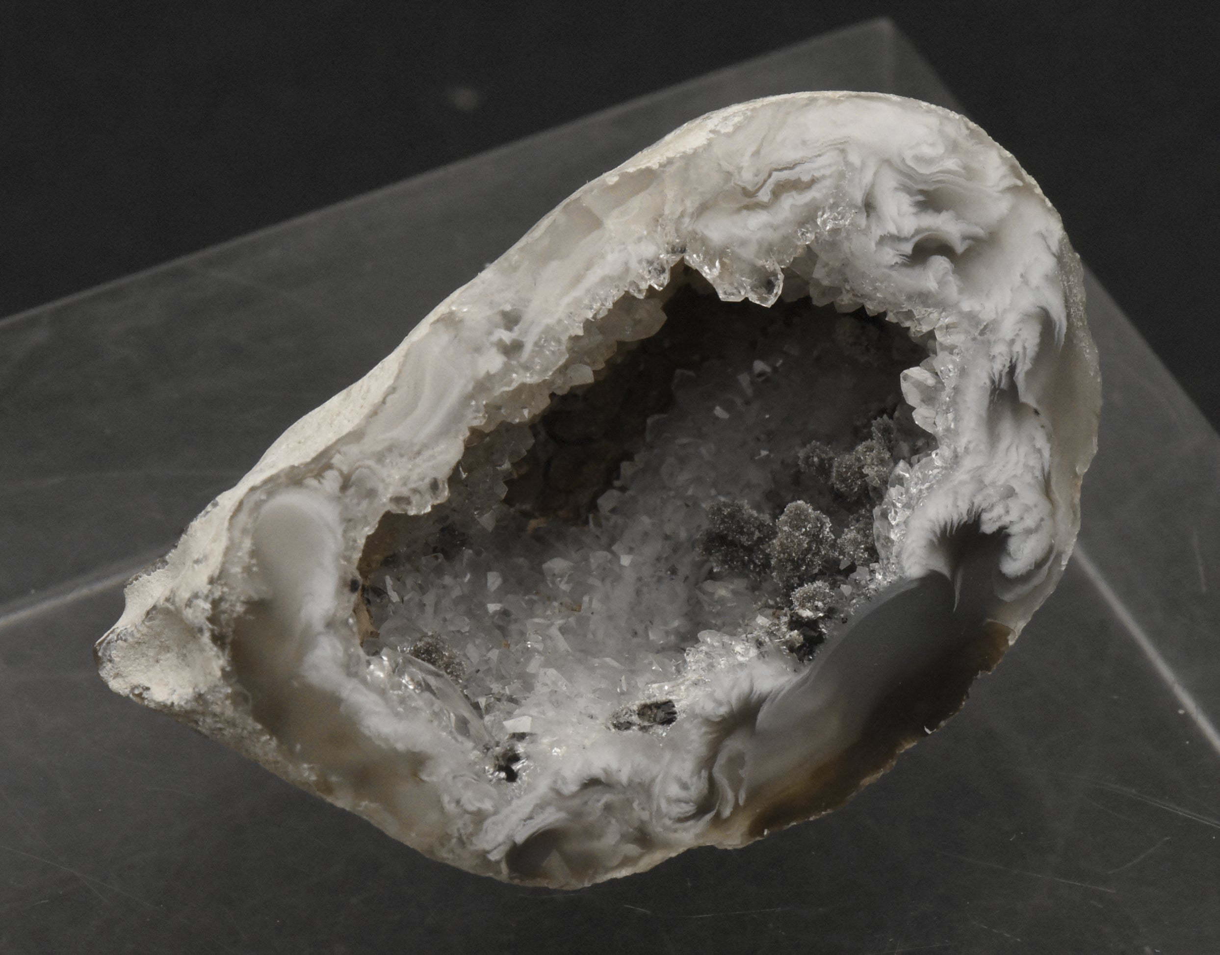 Gray Agate Druze Geode Half