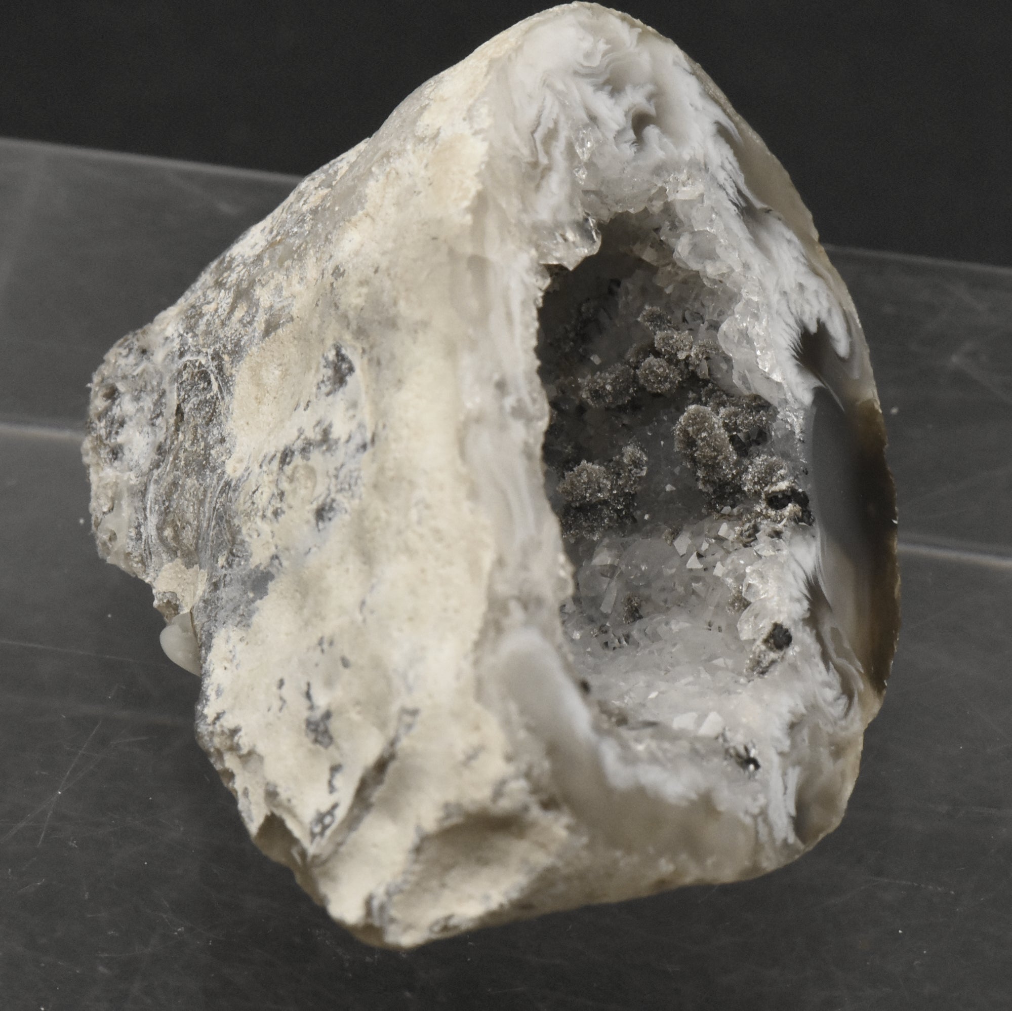 Gray Agate Druze Geode Half