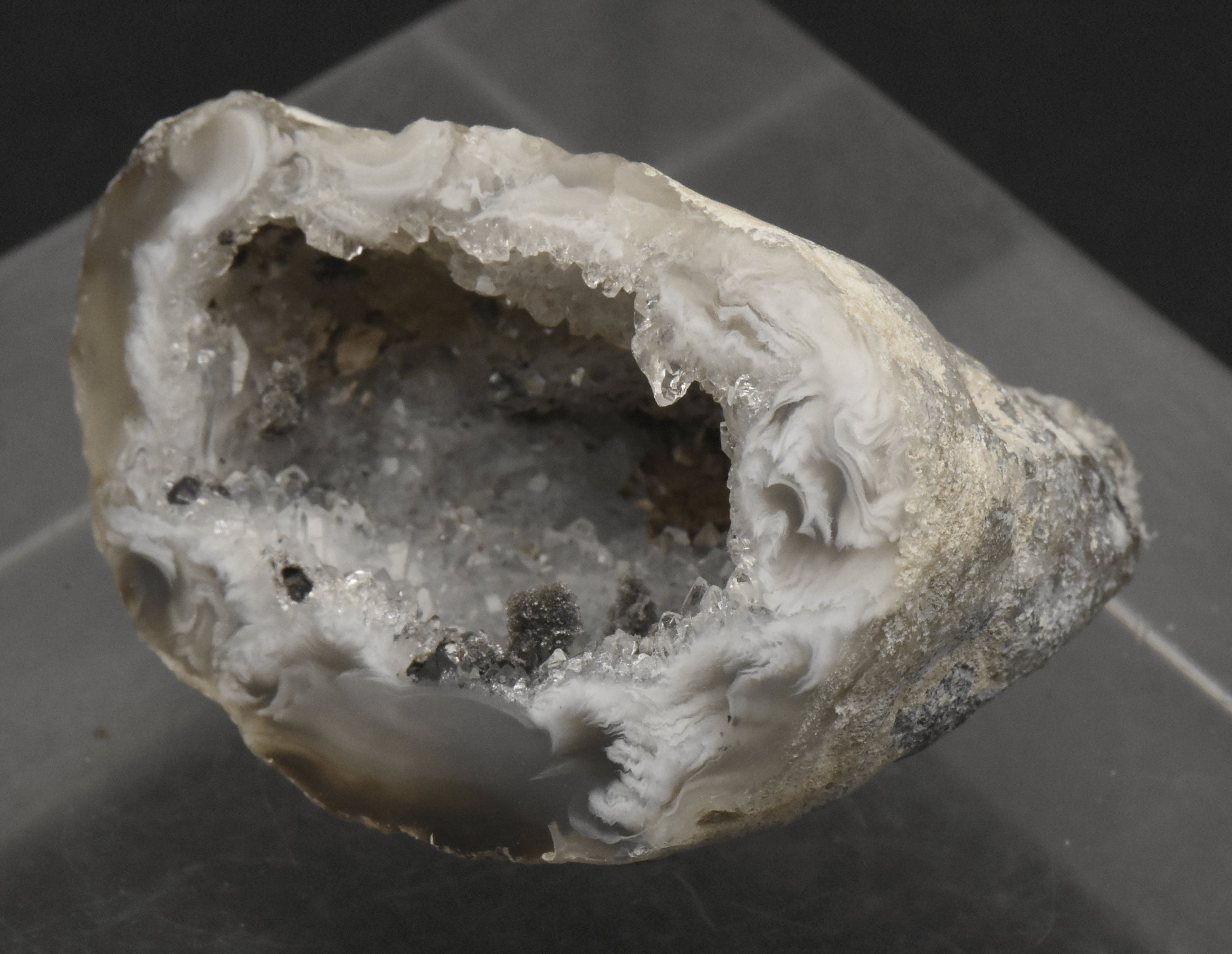 Gray Agate Druze Geode Half