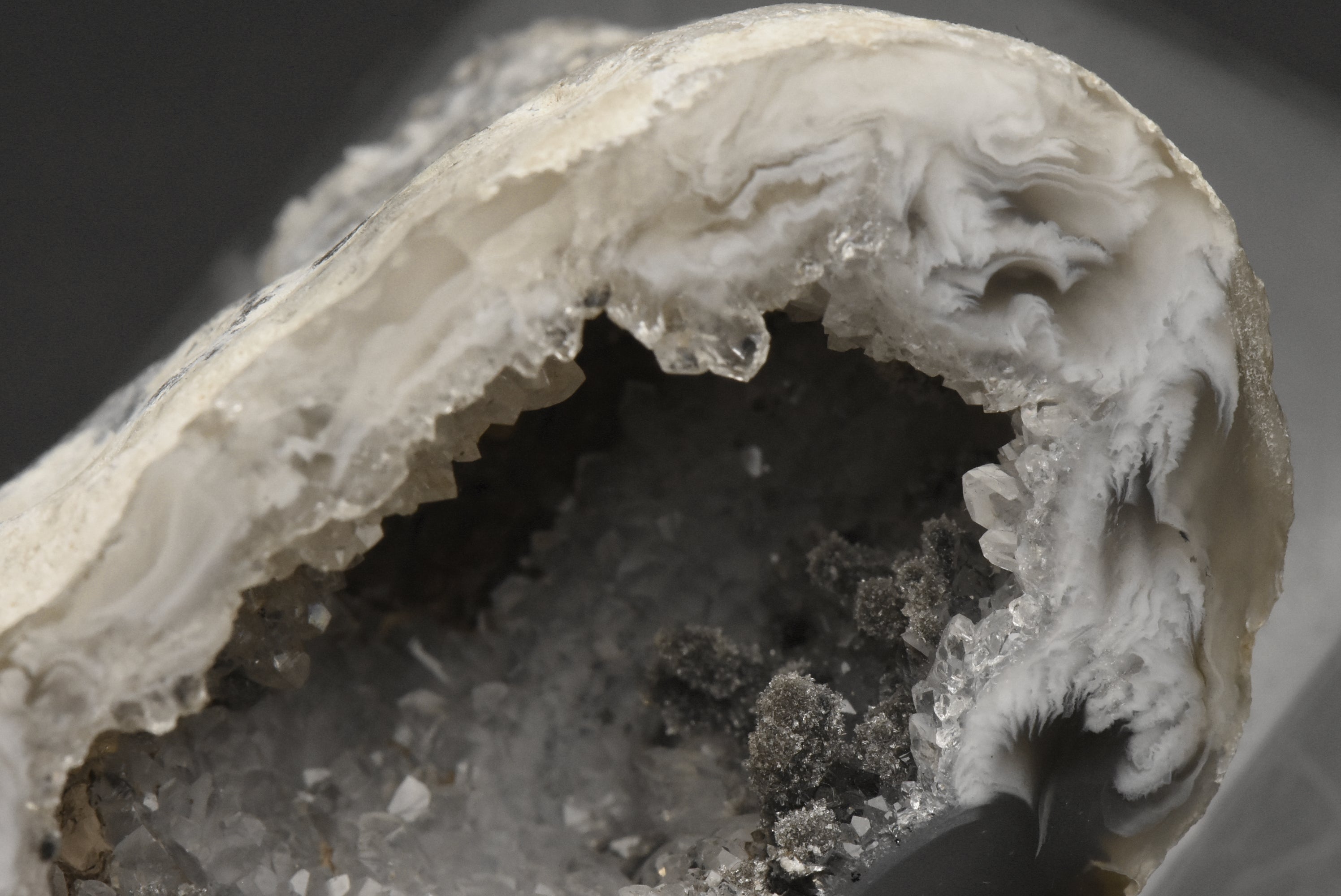 Gray Agate Druze Geode Half